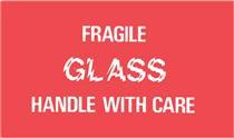 #DL1150 3 x 5&quot; Fragile Glass Handle with Care Label