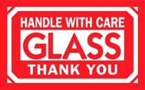 #DL1230 3 x 5&quot; Handle with Care Glass Thank You Label