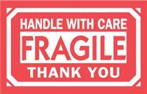 #DL1250 3 x 5&quot; Fragile Handle
with Care Thank You Label