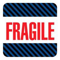 #DL1540 4 x 4&quot; Fragile (Black/Blue Stripes) Label