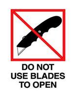 #DL4461 3 x 4&quot; Do Not Use Blades to Open (Knife) Label