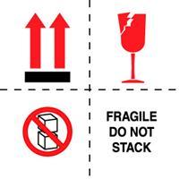 #DL4501 4 x 4&quot; Fragile Do Not
Stack (Boxes/Arrows/Broken
Glass) Label