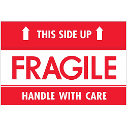 2x3 Fragile- This Side Up-  Handle With Care label 500/rl