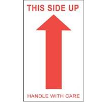#DL1050 3 x 5&quot; This Side Up Handle with Care (Arrow) Label