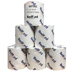 SINGLE ROLL BATH TISSUE 2-PLY
4.5 X 3.5 500/Sheets/Roll
96/Rls/Case