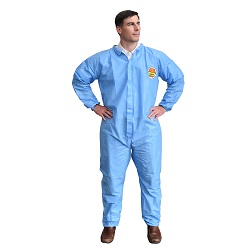 C-MAX BLUE SMS COVERALL, 
ZIPPER FRONT AND COLLAR, 
ELASTIC WAIST, WRISTS &amp; ANKLES