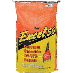 Excel 50 Ice Melter, Calcium  Chloride Pellets, 50#/Bag