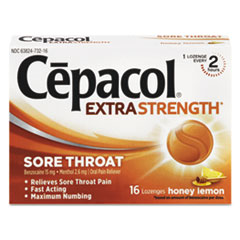 Extra Strength Sore Throat Lozenges, Honey Lemon, 16