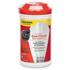 No-Rinse Sanitizing
Multi-Surface Wipes, White,
95/container, 6/carton