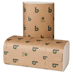 Boardwalk Green Single-Fold Towels, Natural White,9 1/8x10