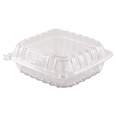 Clearseal Hinged-Lid Plastic Containers, 8.3 X 8.3 X 3,