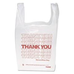 &quot;Thank You&quot; Handled T-Shirt
Bag, 0.167 Bbl, 12.5 Microns,
11.5&quot; X 21&quot;, White, 900/carton