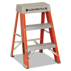 Fiberglass Heavy Duty Step
Ladder, 26&quot; Working Height,
300 Lbs Capacity, 2 Step,
Orange