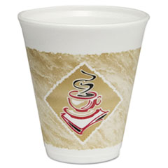 Cafe G Foam Hot/cold Cups, 12 Oz, Brown/red/white,