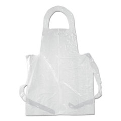 Poly Apron, White, 28 In. X 55 In., 1 Mil., One Size Fits