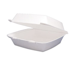Foam Hinged Lid Containers, 1-Compartment, 8.38 X 7.78 X