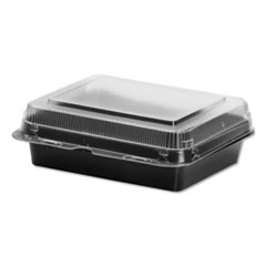 Creative Carryouts Hinged
Plastic Hot Deli Boxes, Medium
Snack Box, 18 Oz, 6.22 X 5.9 X
2.1, Black/clear, 200/carton