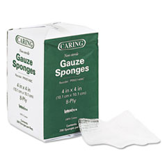 Caring Woven Gauze Sponges,
Non-Sterile, 8-Ply, 4 X 4,
200/pack