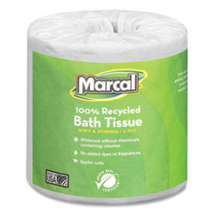 100% Recycled Two-Ply Bath Tissue, Septic Safe, White,