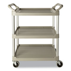Economy Plastic Cart,
Three-Shelf, 18.63w X 33.63d X
37.75h, Platinum