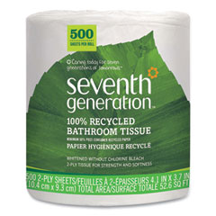 100% Recycled Bathroom Tissue, Septic Safe, 2-Ply, White, 500